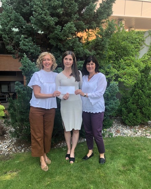 Dr. Carolyn Stark, MSA President, presents the donation to Sandra Owatz and Lisa Pasin, Executive Director, KBRH Health Foundation, (left to right).